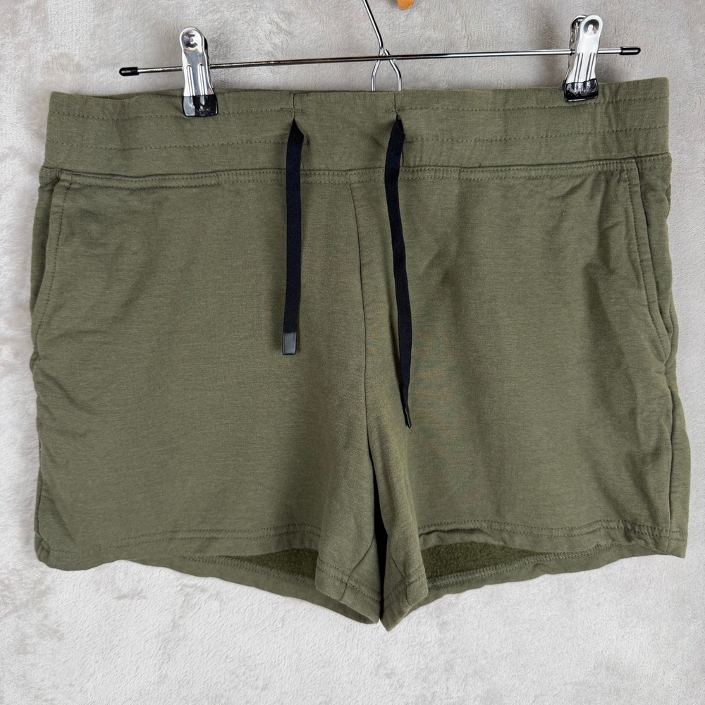 Stance Womens Lounge Shorts Olive Green Drawstring Athletic Fleece Size Medium